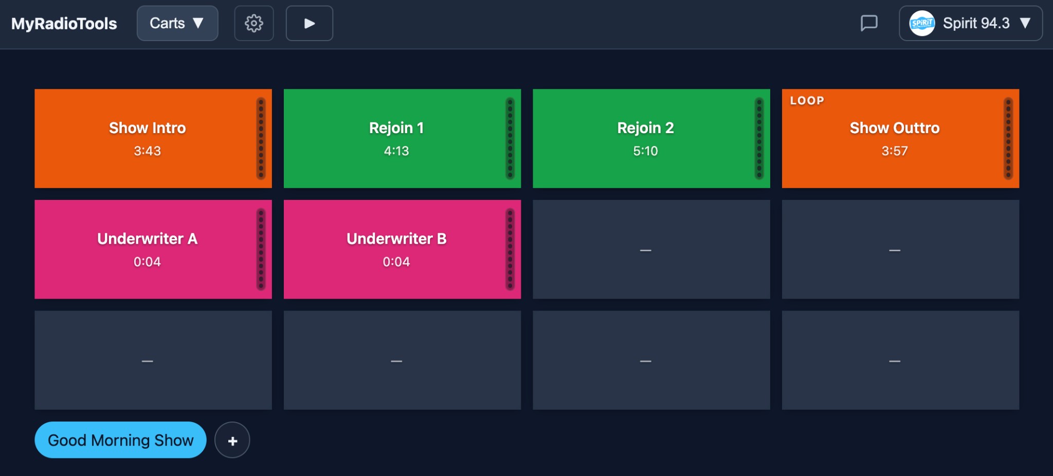 Carts: organize in pages, same grid from any device